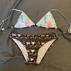 mixed print bikini set